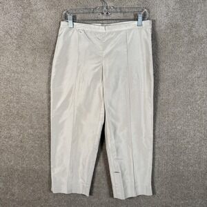 Vera Wang Pants Womens 8 Beige 100% Silk Satin Tapered Dress Trousers USA Formal